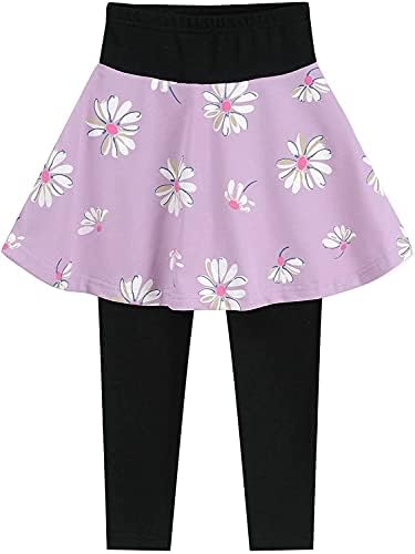 Komplet odjeće za djevojčice s cvjetnim ispis, Majica sa dugim rukavima i po cijeloj površini srca, Majice i suknje-tajice