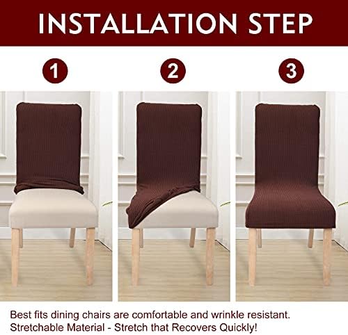 Presvlake za stolice za blagovanje Set od 4 Čokolade Elastične Navlake za stolice Parsons Sjedalo Za kuhinjske Stolice Navlake za stolice