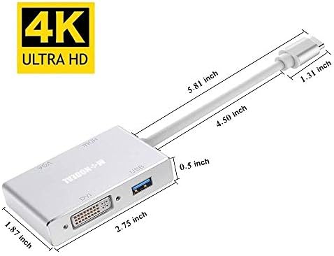 USB C na HDMI/DVI/VGA, МОНОДАЛЬНЫЙ 4 u 1 Hub USB 3.0 Type-C grafička Kartica VGA/HDMI/DVI, video Konverter s
