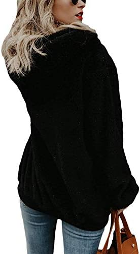 ReachMe Ženski негабаритный pulover Sherpa Majica s kapuljačom s džepovima Krzneni runo majica Kravata Boje Paperjast kaput