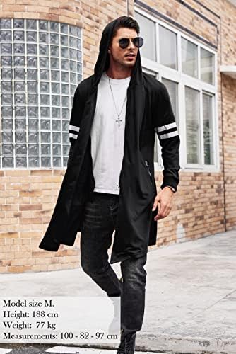 COOFANDY Muška moda Duga gornja odjeća s kapuljačom Majica sa kapuljačom Veste za mlade Dugi kardigan