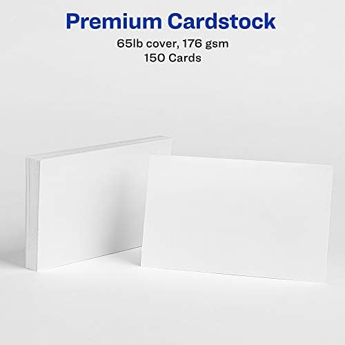 Kartice Avery za tisak 3 x 5, 150 praznih kartica-Odlično za kartice recepata i kartona (5388) , Bijeli