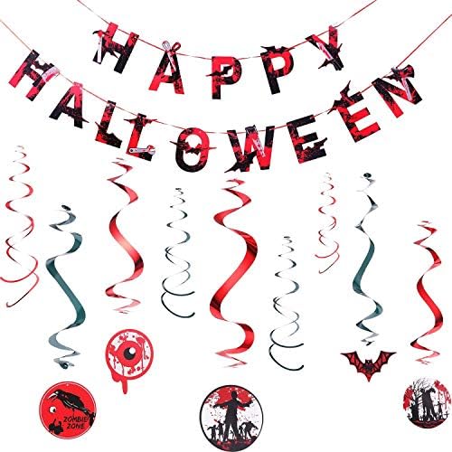 Banner Sretan Halloween i Krvavi Vrtlog Viseći ukras(Pre nanizani) : Oko šišmiša-vampira,Zombija, Pribor za