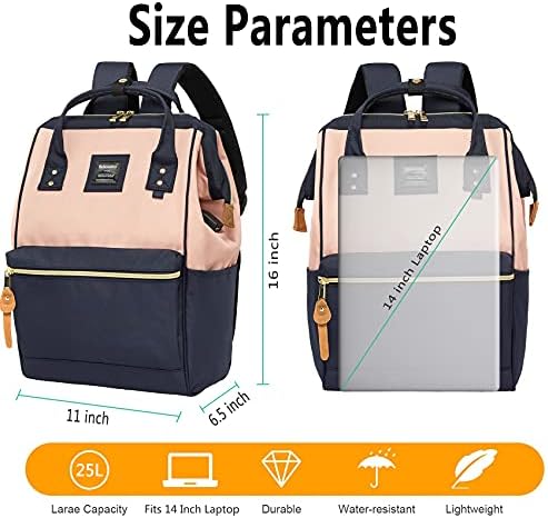Bebowden Putni ruksak za prijenosno računalo za žene, školska torba za fakultet, Poslovna radna, vodootporna, casual, ruksak je pogodan za 14-inčni laptop, roza, tamno plava