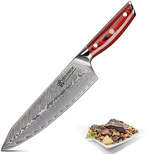 Дамасский kuhar Nož WILDMOK, 8-inčni Oštar Profesionalni Nož Gyuto, Japanski Višenamjenski Kuhinjski nož od