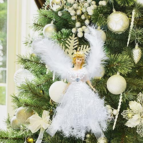 ONTODEX Bijela Victorian Sjaj Pero Anđela Ukras Božićnog drvca Privjesak Privjesak Odmor ukrasa za rođendan