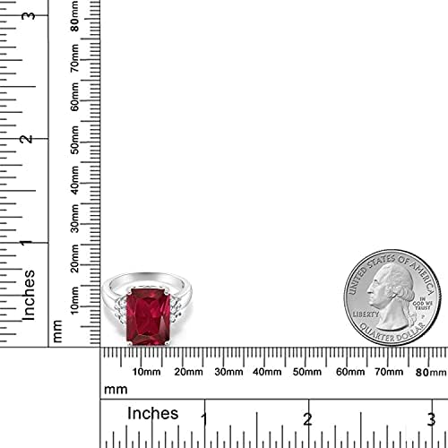 Dragulj Kralj 925 Sterling srebra, Donje zaručnički prsten s crvenim rubin (8,30 Cttw, Изумрудная brušenje 14X10