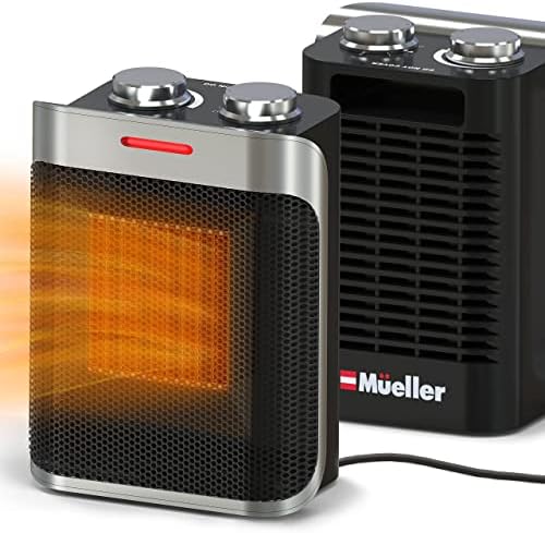 Prijenosni keramički grijač Mueller snagom od 750 W/1500 W, Ventilator velike snage, Podesivi termostat sa zaštitom