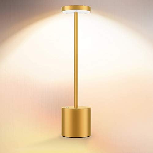 Bežični lampe, Led Metalni USB-Punjive 6000mAh 2-Tier Svjetlinu noćna lampa Stolna Svjetiljka Lampe za Čitanje za Restoran/Spavaće sobe/Hostela (Zlato)