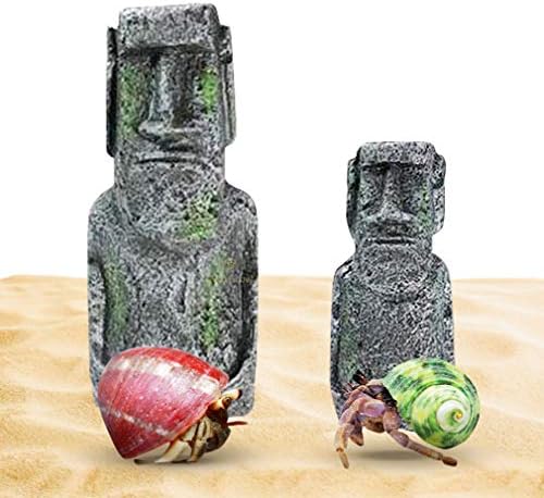 Ukrasne predmete Moai od Rakova-pustinjak Сунгроу, 7 x 3 x 2 cm i 5 x 2 x 1,2 cm, Velika i mala Replika od smole,