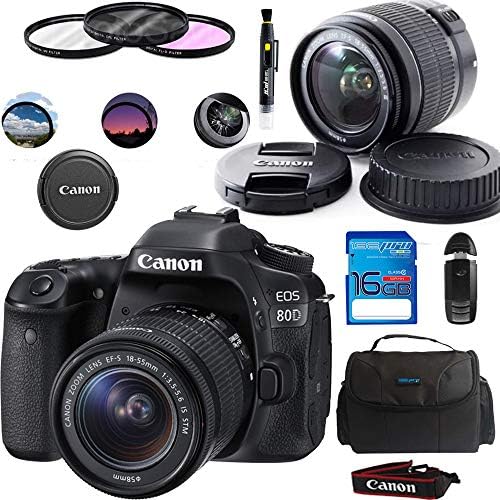Canon EOS 80D Digitalno ogledalo kit s objektivom EF-S 18-55 mm f/3.5-5.6 Stabilizacija slike STM (crni) + Kit