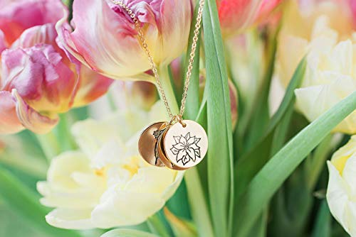 Zlato Ispunjen Kombiniranim cvjetni ogrlicom od mjeseca rođenja. Ručno tiskanje Nekoliko cvjetnih diskova mjeseca