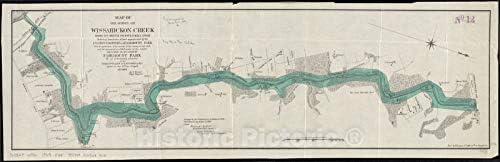 Povijesna karta, 1869 Kartica ankete Виссахикон-Krik iz njegovih usta do Полс Mill Road, Definira granice zemljišta, Винтажное wall art : 44 cm x 14 cm