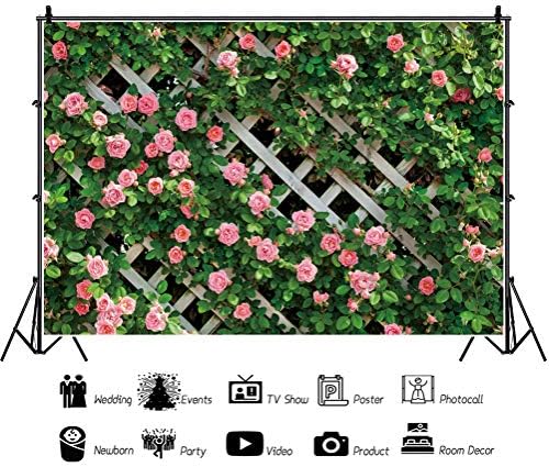 LFEE 10x8 metara Vinil Cvjetni Pozadine za Fotografije Ružičasto Cvijeće Zelena Lista Ograda Svadbeni Tuš Slika