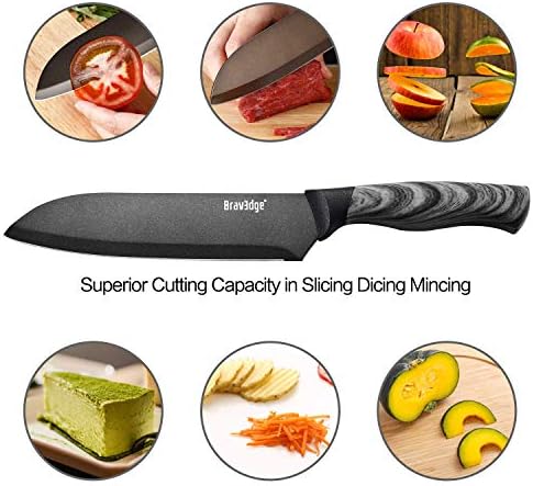 Nož za kuhara Bravedge 7 Kuhinjski Nož, Profesionalni Kuhinjski Nož Santoku, Iznimno Oštrim nožem od Nehrđajućeg