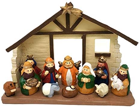 Jedan Svečani način 8-Inčni Srednje Selo, Šareni Dječji Božićni Jaslica s Яслями, Set od 12 Figura - Male Mini-Dekorativni
