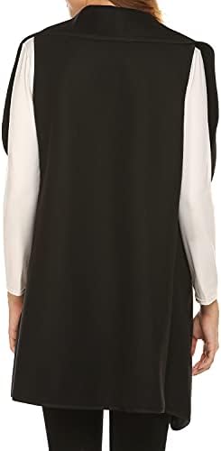 Žensko za dugu džemper SoTeer, Prsluk s igle, kardigan bez rukava s otvorenim prednji dio, kaput sa džepovima