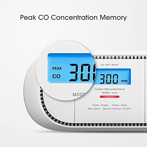 Alarm detektor ugljičnog monoksida X-Sense s digitalnim LCD zaslonom, 10-godišnji Detektor CO-alarm s baterijskim