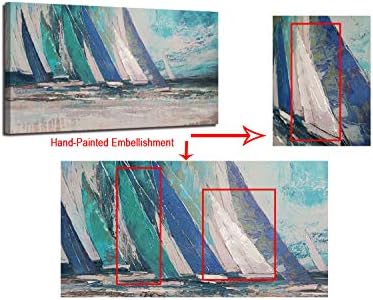 Arjun Apstraktne Plava Platna Zid Umjetnost Ocean Sailing Boat Slika je Moderni Primorski Slikarstva, Grafike