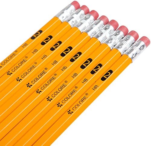 Olovke u boji Broj 2 S Верхушками od Gumice - Grafit HB/ broj 2 Žuta Drvena Olovka Odličan Školski Pribor Za