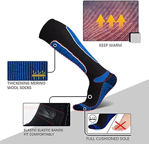 Skijaške čarape od merino vune, Čarape za snowboard u hladno vrijeme, Snijeg, Zima, Tople čarape do koljena,