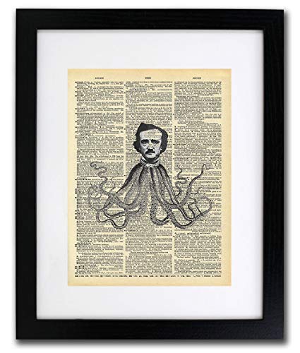 Edgar Allan poe - Силуэтное umjetnost Edgar Allan Na Autentičan Art print s cikličkim rječnik - Dekor za vaš dom ili ured (D37)