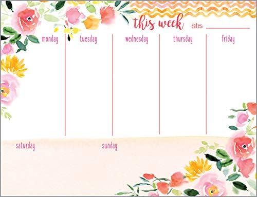 Blok za planiranje nedeljni kalendar Džina Bi s crvenim i Žutim ružama i прикрепляемым magnet