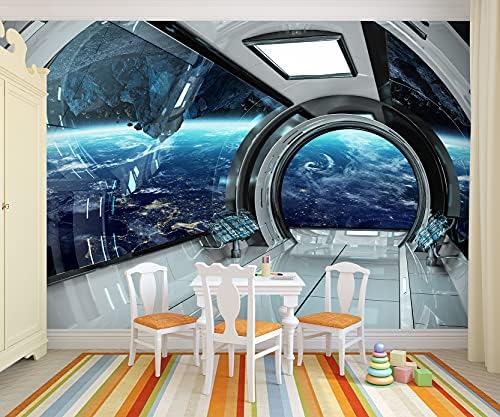FLFK 3D Futuristički Svemirski brod Izgled interijera Samoljepljive tapete Zidne Freske za Dječje Spavaće sobe