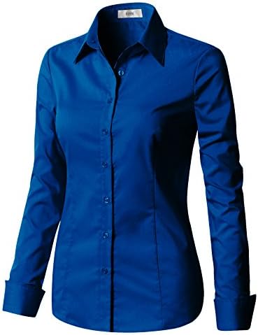 EZEN Ženske oblikovana dugih Rukava Nalik na Ovratnik na zakopčane Uredski Formalni Casual Košulja, Bluza