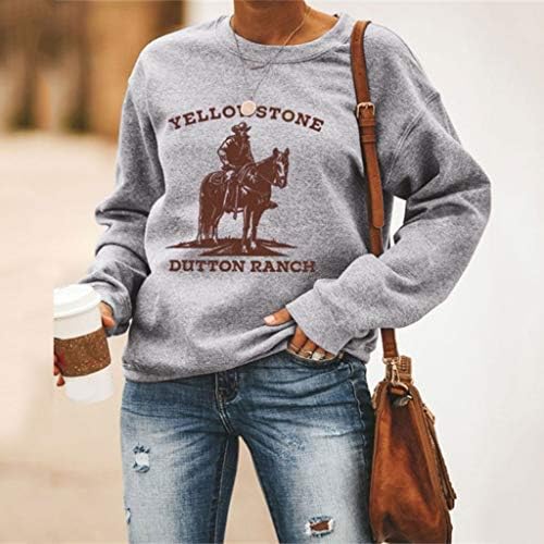 Yellowstone Dutton Ranč 3D Jahanje Grafički Print Majica Za žene Pismo Casual Majica Dugi Rukav Pulover Vrhovima