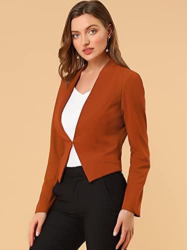 Ženska ured za poslovna svakodnevnica укороченная jakna-blazer Allegra K bez ovratnika za rad u uredu