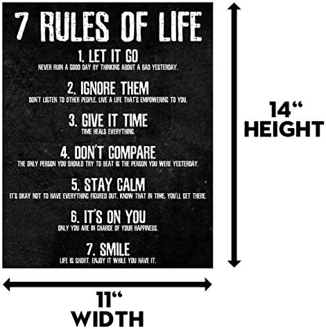 Motivacijski plakat 7 pravila života - Tiskana na papiru Premium klase Veličine 11 x 14 inča - Savršen ispis