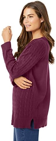 Žena U ženskom свитере Plus Size Pulover s V-izrez, pletene kabliranje viskozna