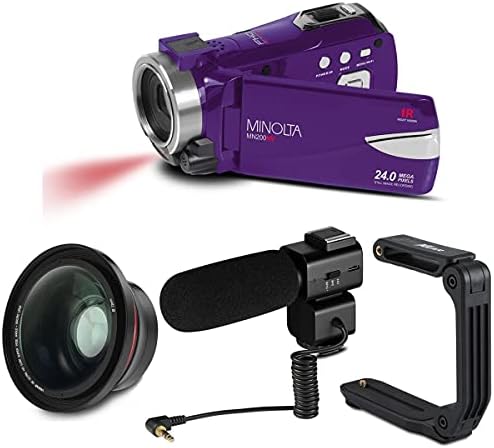 Minolta MN200NV 24-Megapikselna Kamera Full HD Night vision sa Wi-Fi, Ljubičasta Kit s Ručnim Stabilizator,