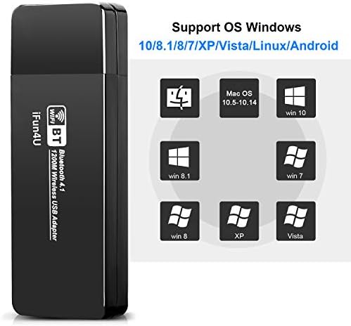 USB 3.0 WiFi i Bluetooth Adapter 1200 M, adapter 11AC WiFi i Bluetooth Dongle 4.1 Odašiljač Kartica lan dual-band
