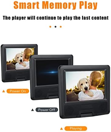 9,5 Prijenosni DVD player s 7,5-inčni rotacijskim zaslonom HD za automobile i djecu, Litij Baterija Podržava