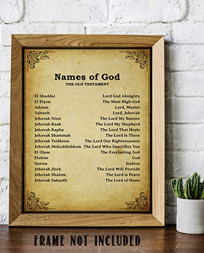 Imena Božja - Stari Zavjet-Vrijednosti- Biblijska zidni ispis 10 x 8 inča, Zidni poster Svetih Pisama je Spreman