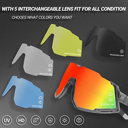 Biciklističke naočale Polarizirane Bejzbol Sunčane naočale s 3 ili 5 Izmjenjivim staklima, UV400, Sportske Sunčane Naočale Mtb za Muškarce i žene