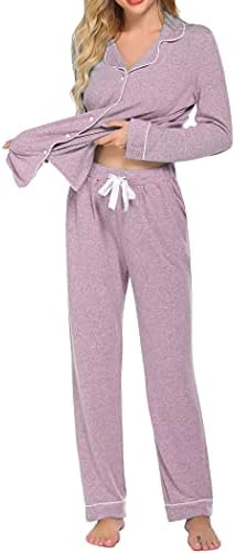 Ekouaer Ženska пижама dugi rukav Pidžame Casual odjeća za odmor na zakopčane Soft пижама Kit S-XXL