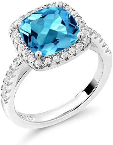 Vjenčani prsten od dragog kamena King 925 Sterling Srebra Švicarski Topaz Plavi i bijeli Safir Za žene (2,80