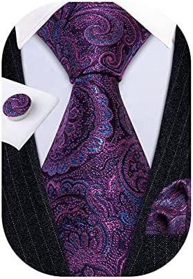 Barry.Gospodo svilene kravate Wang,Džepni kvadrat za kravatu Paisley i Skup manžete za vjenčanje poslovanja