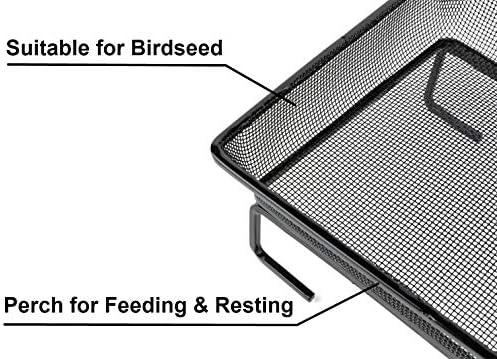 Police za hranjenje ptica na platformi, Ladica za sjeme od metalne mreže za ptice ili vjeverice na otvorenom