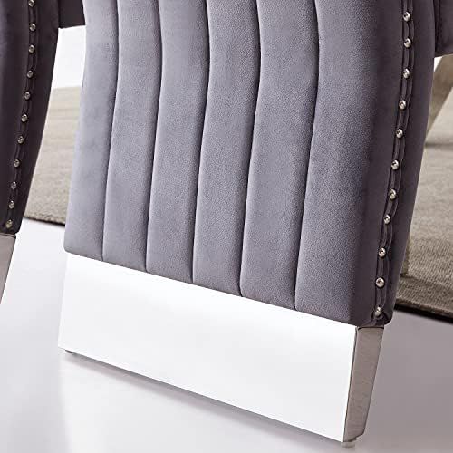 Stolice za blagovaonicu AZhome, Moderne Blagovaona Stolice sa sive presvlake i srebrnim presvlakama(Set od 2)