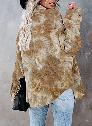 Dokotoo Ženska вельветовая košulja s kontrastnim licem u patchwork stilu, majice na zakopčane dugih rukava, Bluze velike veličine, Majice, jakna