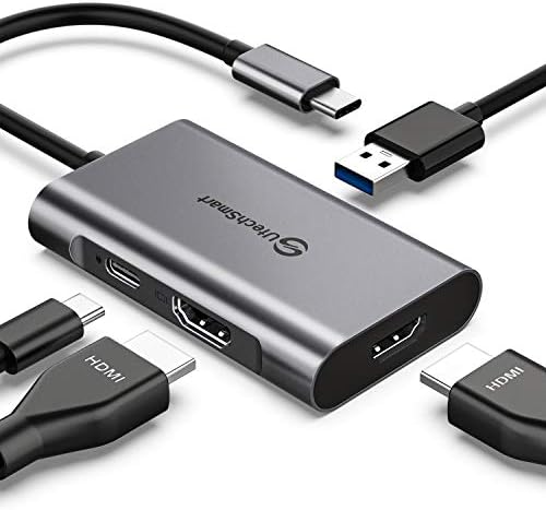 USB C HDMI, USB Hub C UtechSmart na dvostruku HDMI, 4 u 1 Thunderbolt 3 na HDMI kabel s 2 priključka HDMI 4K,priključak