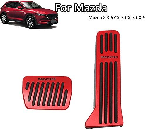 Odličan sjedalo za pedaliranje plina gas od aluminijske legure,Neklizajući, bez bušenja, Jastučići za papučice kočnice Set pribora 2 kom./compl. (crvena) za Mazda 2 3 6 CX-3 CX-5 CX-9