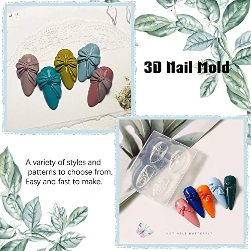 DAGEDA 4 kom. 3D Silikonska Forma za nokte s medvjedom, Leptir i Lukom Leptir, za Alate za uređenje noktiju