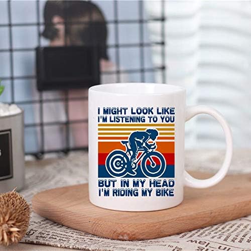 Zabavna Kava šolja za Brdski biciklist - Može se činiti, da ja vas slušam,ali u glavi sam катаюсь na bicikl, Poklon čaša za bicikl Mtn, U glavi sam brdski bicikl, Bubalo Novost 11 unci