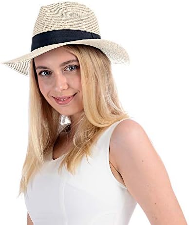 Sowift Panama Slamnati šešir s pletenica Ženske sunčane kape Упаковываемая ljeto plaža kapu Fedora UPF 50+ Zaštita