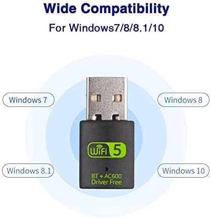 2-u-1 USB WiFi i Bluetooth Adapter za desktop PC, Laptop 600 Mb / s 2,4/5 Ghz Bluetooth Odašiljač WiFi Ključ
